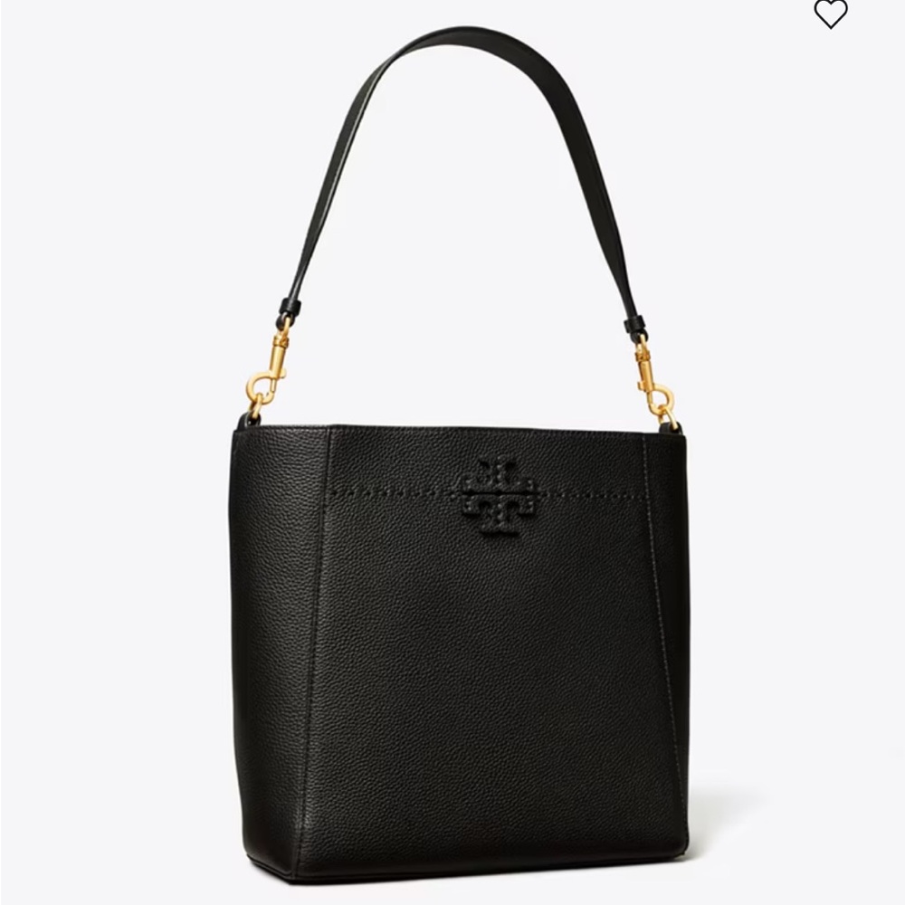 Tory Burch McGraw Black Pebbled Leather Shoulder Bag New With Tags